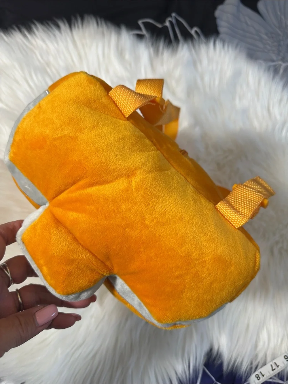 NWTS Minecraft Plush Fox Plush Pixel Animal Backpack in Bright Orange
